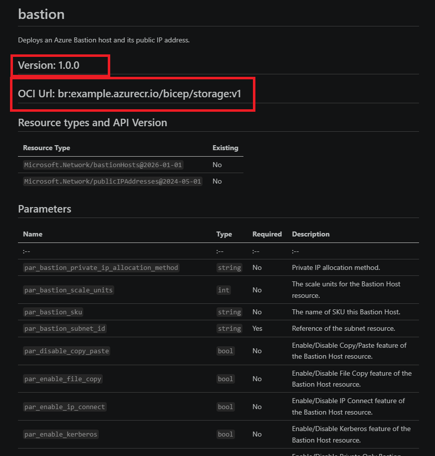 Generated README using a custom Scriban template, including version and OCI URL